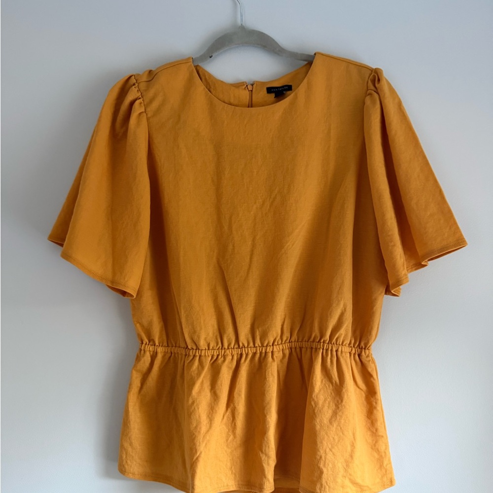 Ann Taylor Golden Yellow Peplum Blouse
